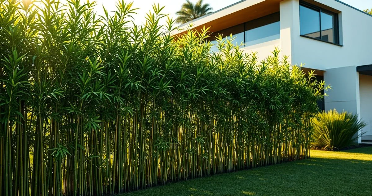 Fotografia realista de uma cerca viva densa de bambu