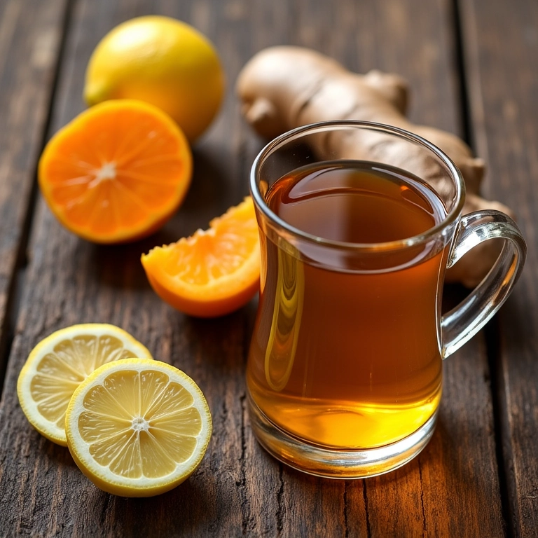 Ingredientes para o chá de tamarindo com gengibre: tamarindo, gengibre, mel e limão.