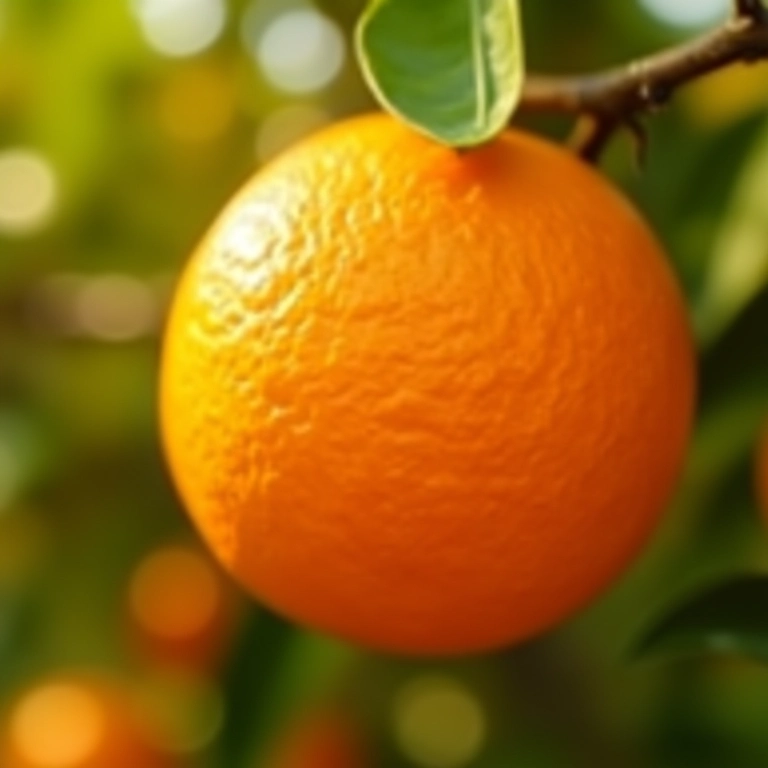 Laranja suculenta em pomar brasileiro, representando saúde e bem-estar.