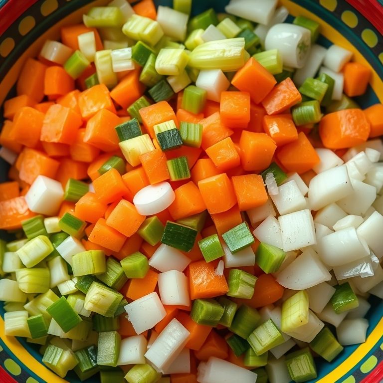 Legumes frescos picados em uma tigela colorida.