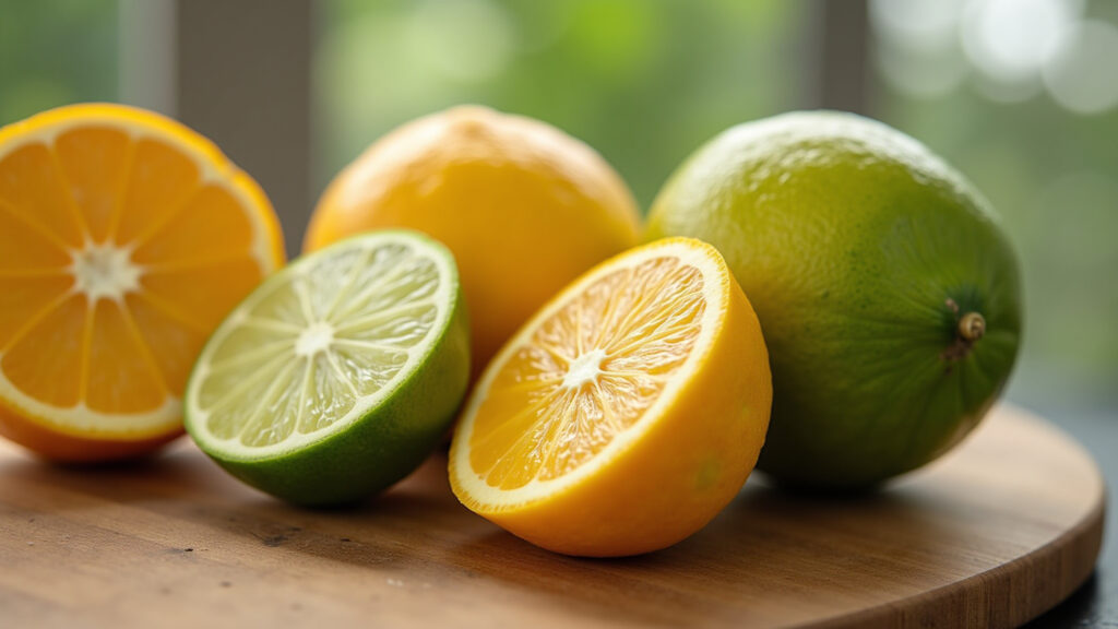 Lime oranges, cholesterol level illustration, healthy diet, natural lighting, commercial Laranja lima auxiliando no controle do colesterol.