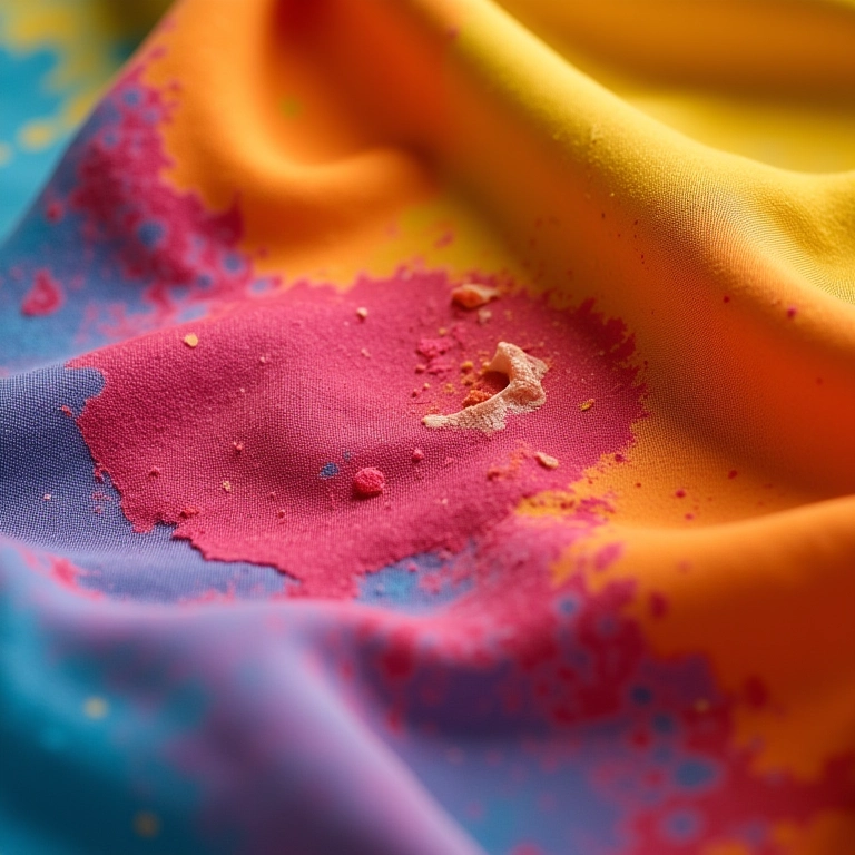 Mancha de água sanitária em roupa colorida.