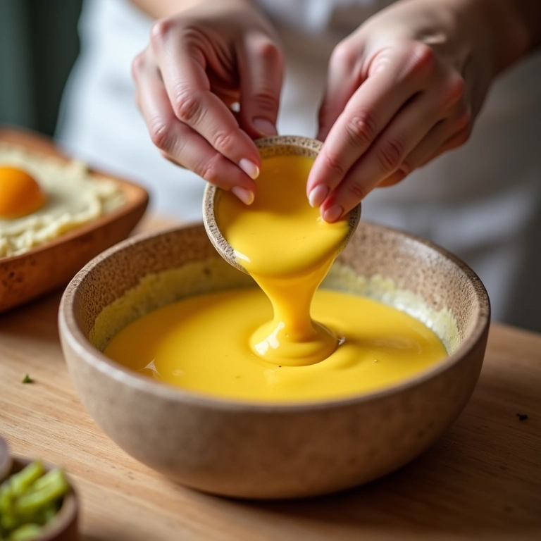 Mãos preparando ovo de linhaça seguindo dicas.