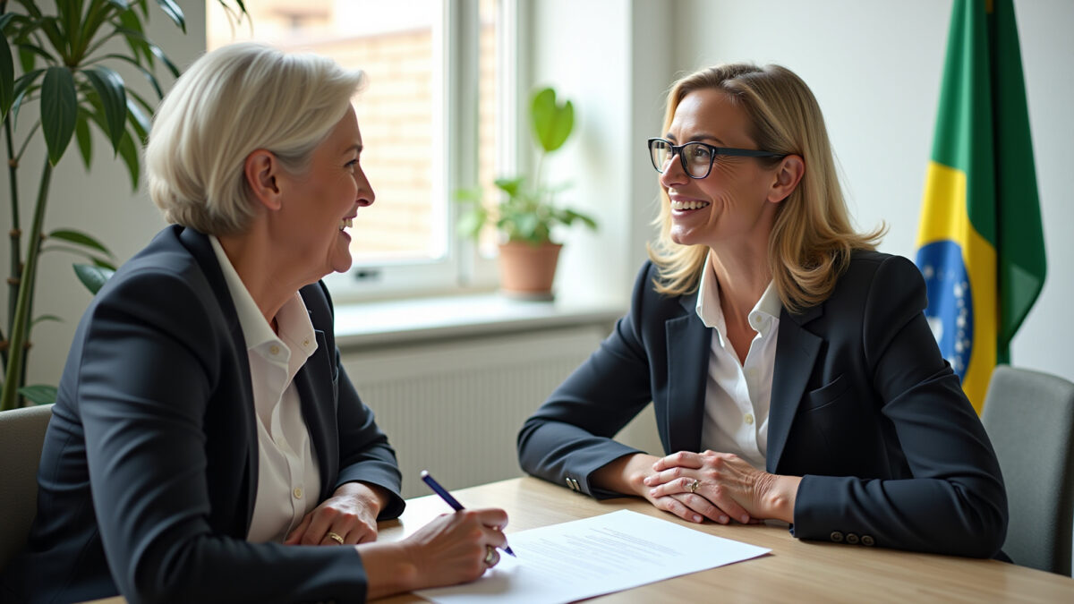 Mulher consultando advogado sobre contrato de gaveta.