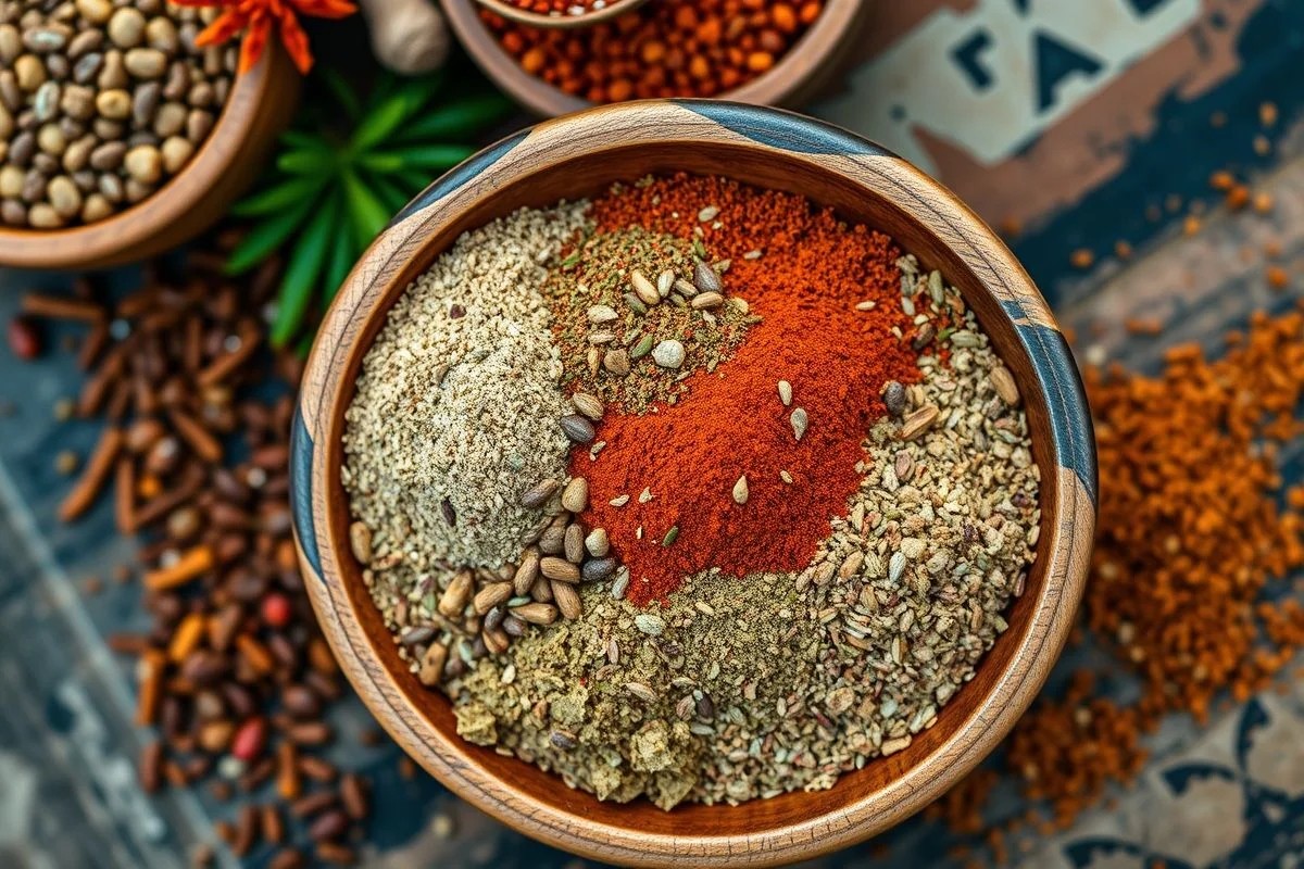 Tempero Sírio autêntico com zaatar, sumac e especiarias diversas.