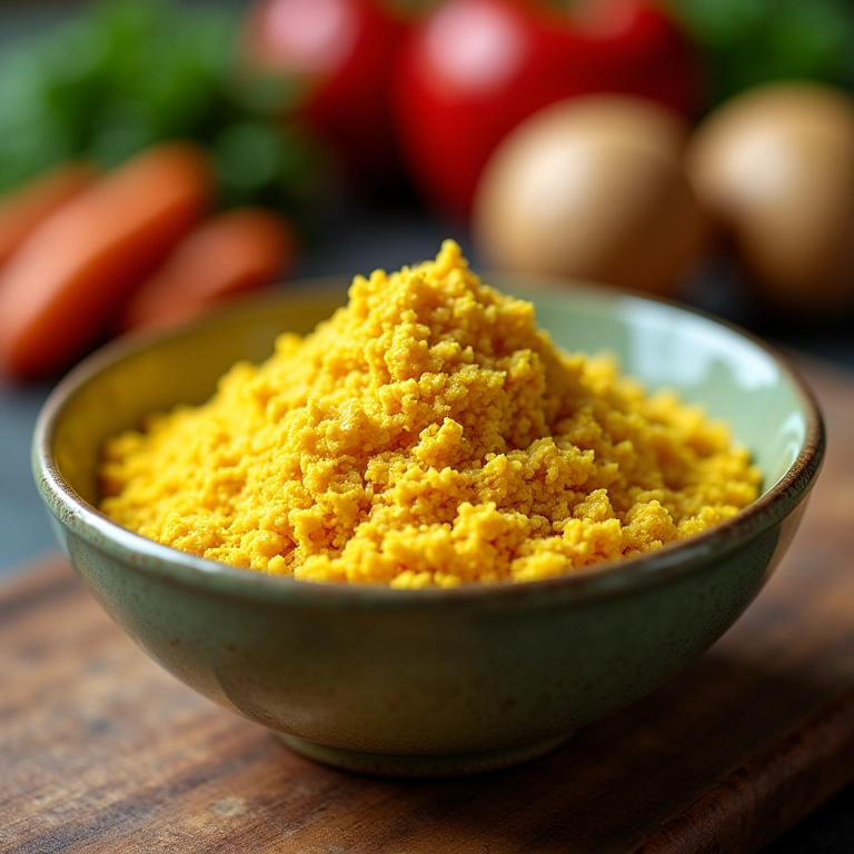 Ovo de linhaça em tigela colorida, substituto vegano.