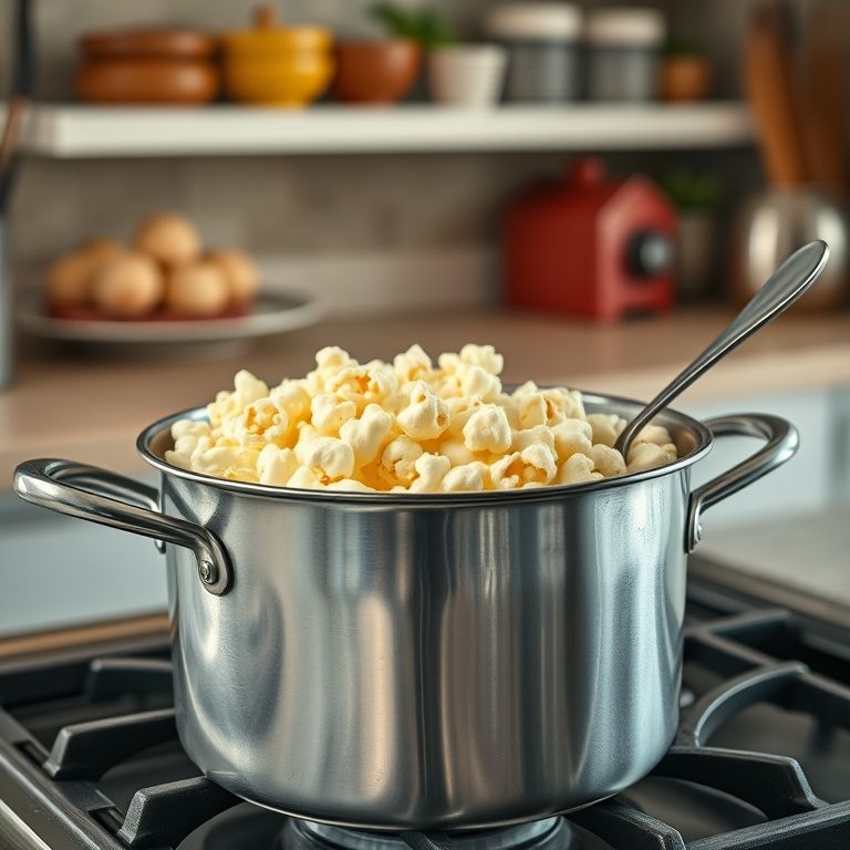 Panela de alumínio pronta para pipoca.