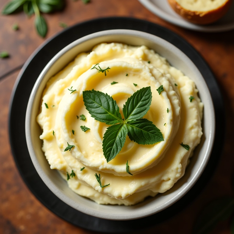 Purê de batata cremoso e leve, perfeito para acompanhar diversos pratos.