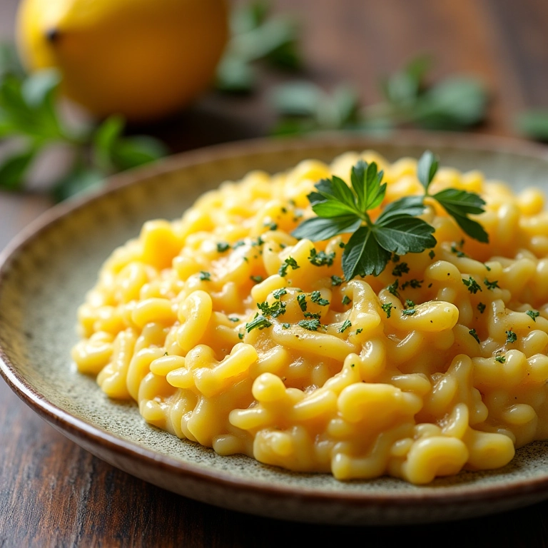 Risoto cremoso de limão siciliano com queijo parmesão.