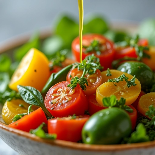 Salada fresca com ervas finas e azeite.