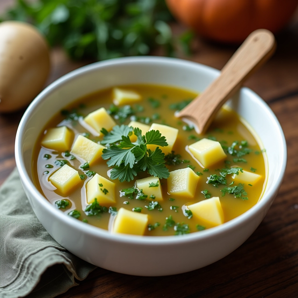 Sopa cremosa de escarola com batata, perfeita para os dias frios.
