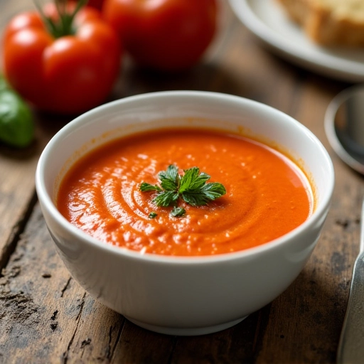 Sopa de tomate com ervas finas.
