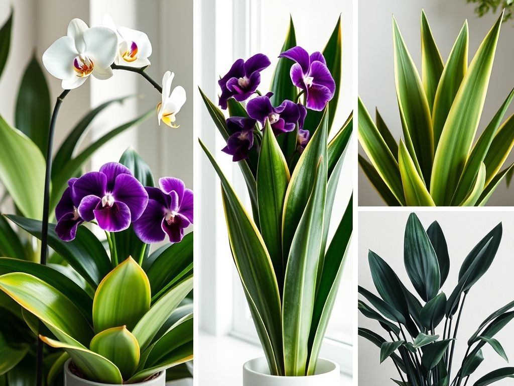 Top 4 flores fáceis de cuidar para ambientes internos: Orquídea, Violeta, Espada de São Jorge e Zamioculca. Ideias para decoração com plantas.