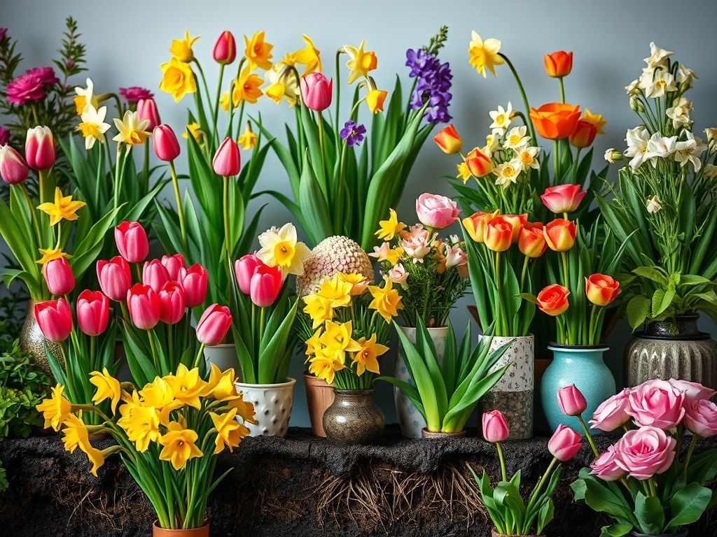 Tulipas, narcisos e íris plantadas. Flores ideais para plantar na lua nova para fortalecer as raízes.