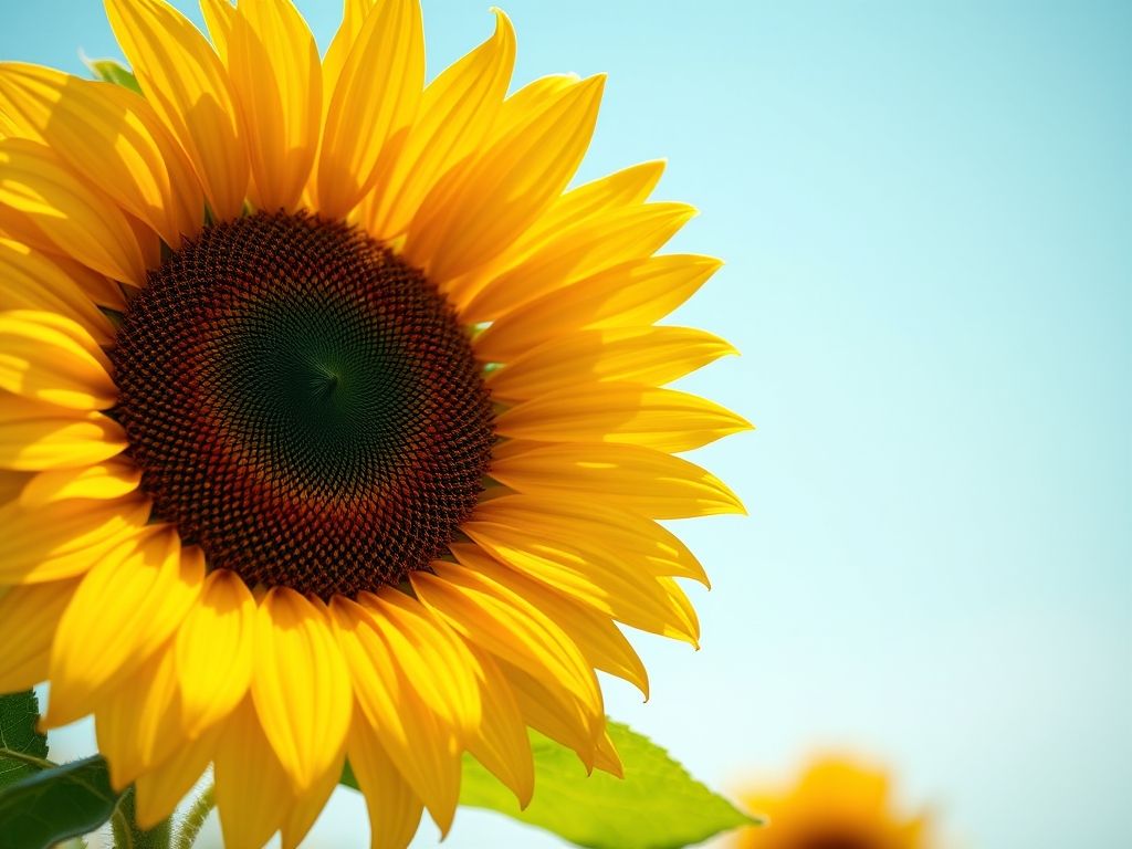 Girassol florescendo sob o sol. Exemplo de flor ideal para plantar na lua crescente.