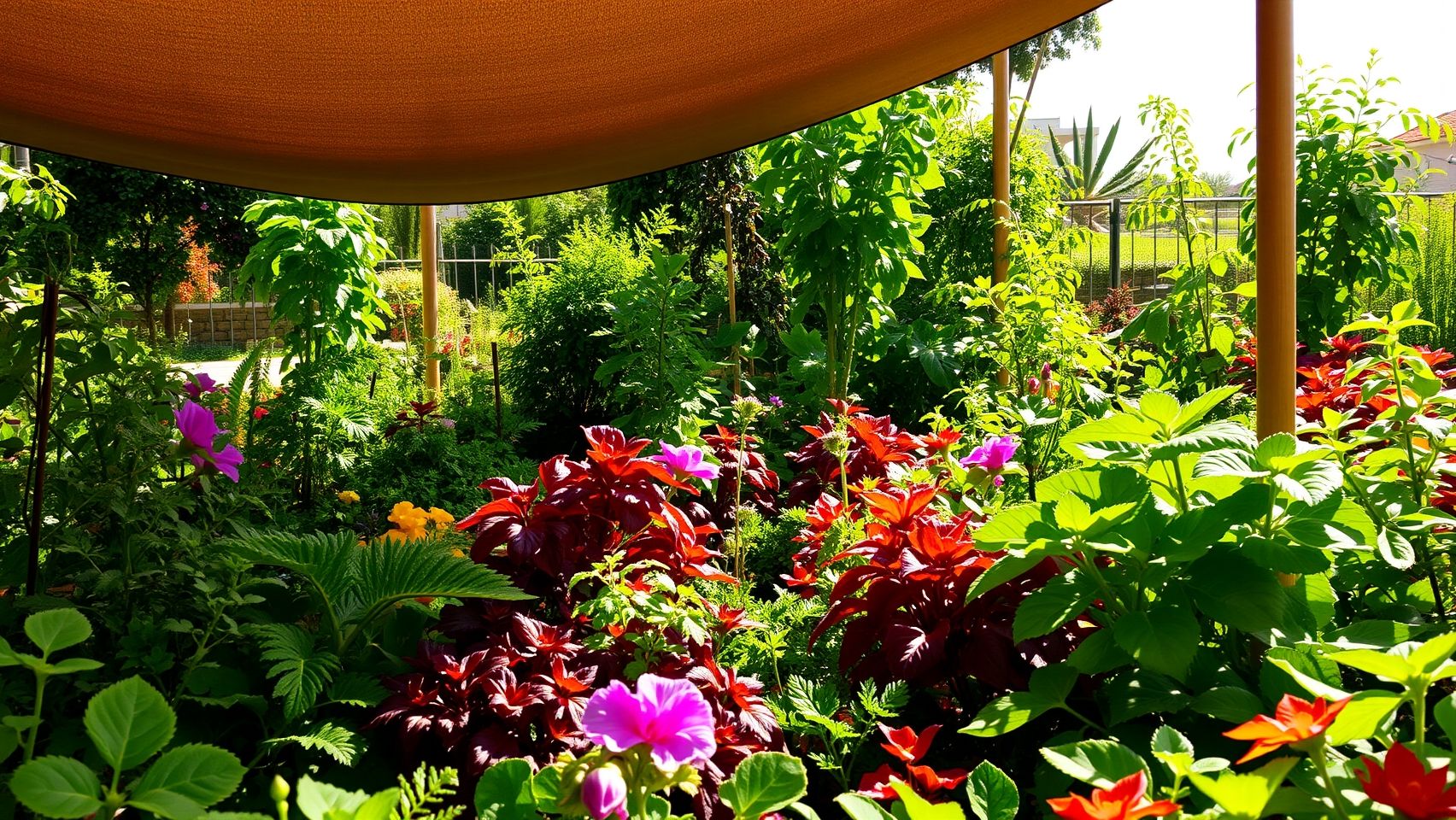 Sombrite para horta protegendo as hortaliças do sol forte, garantindo uma colheita farta. Dica para jardinagem e agricultura urbana.