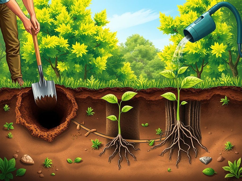 Guia passo a passo para plantar árvores de sombra: preparo do solo, plantio da muda, adubação e rega. Dicas para um plantio correto.