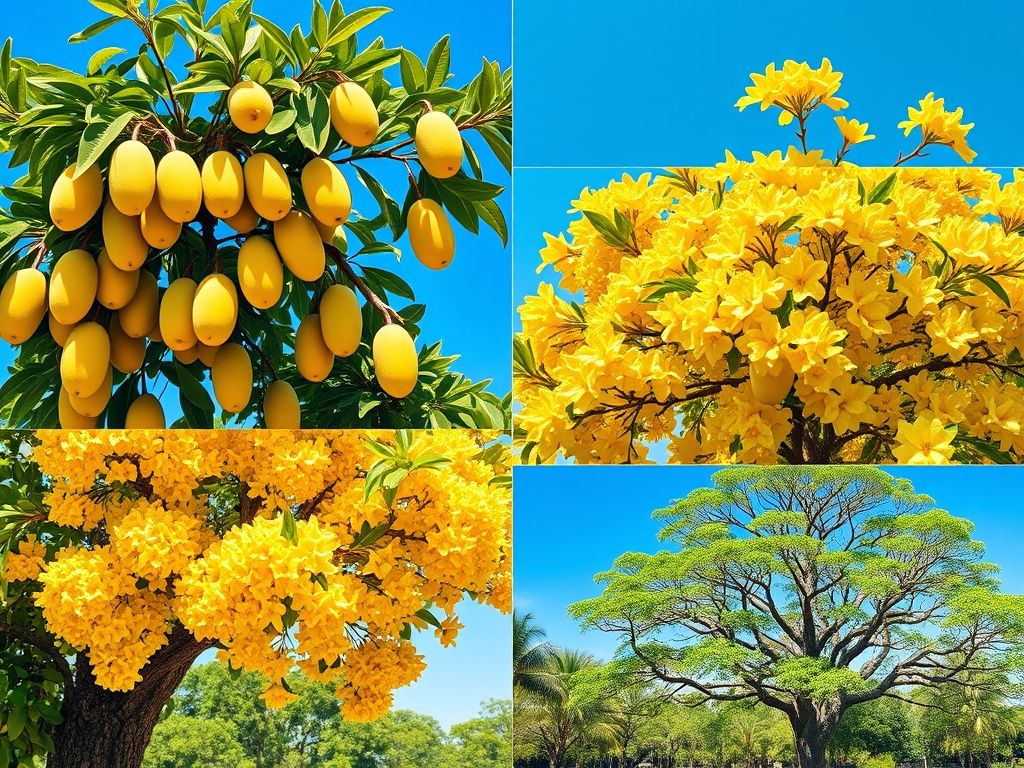 Tipos de árvores de sombra: mangueira, ipê amarelo, sibipiruna e oitizeiro. Características e beleza para seu jardim.