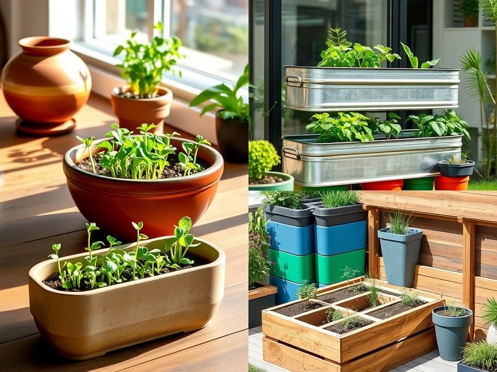 Recipientes para horta em casa: vasos, jardineiras, vasos suspensos e garrafas PET recicladas. Aprenda a escolher o ideal para sua horta.