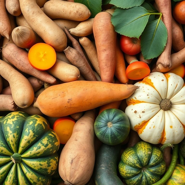 Variedade de legumes brasileiros coloridos dispostos em uma mesa.