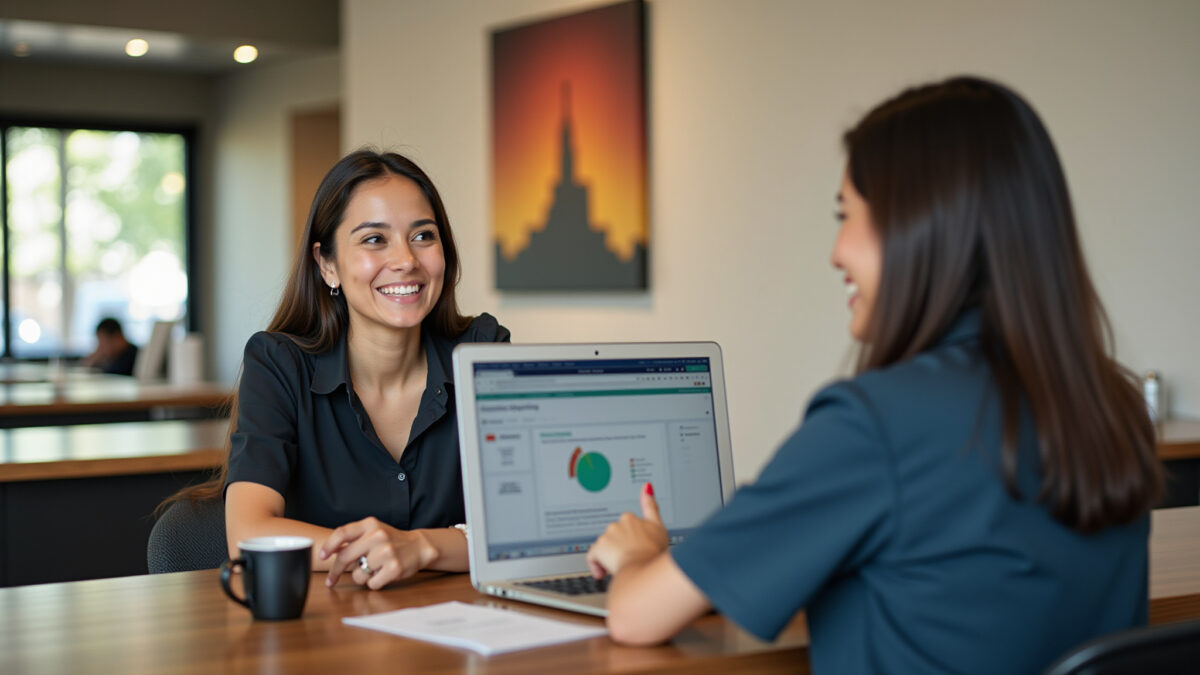 Mulher usando imóvel quitado como garantia de financiamento.