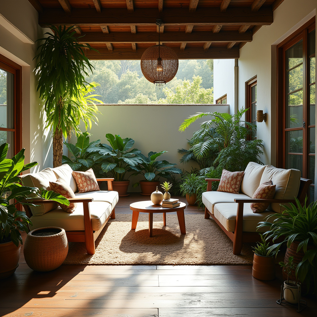 Jardim de inverno aconchegante na sala, estilo brasileiro.
