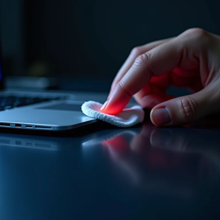 A pressão certa ao limpar a tela de um notebook.