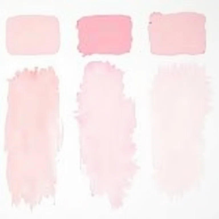 Amostras de cores rosa em uma parede branca