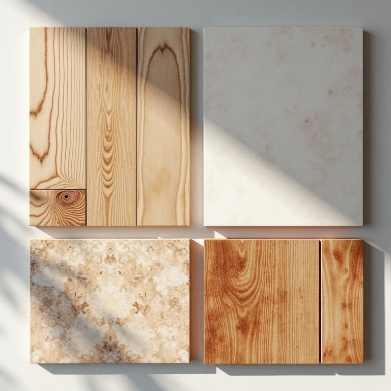 Amostras de diferentes tipos de piso com manchas de ferrugem.