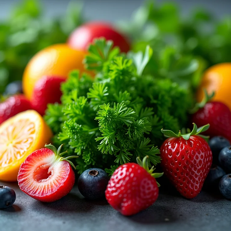 Arranjo de salsa e alimentos ricos em antioxidantes