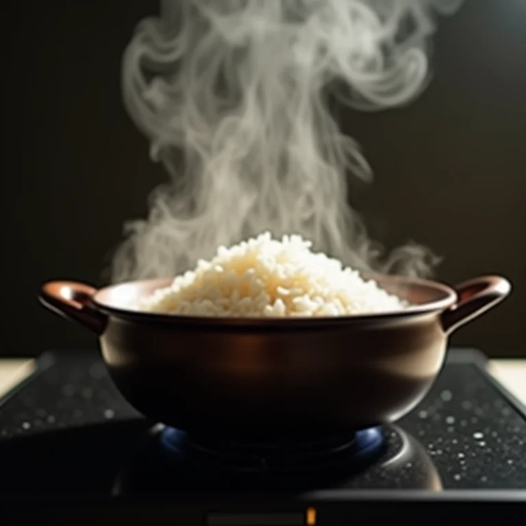 Arroz sendo cozido em uma panela.