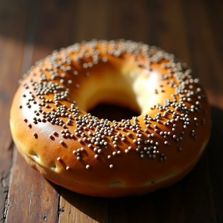 Bagel coberto com sementes de papoula