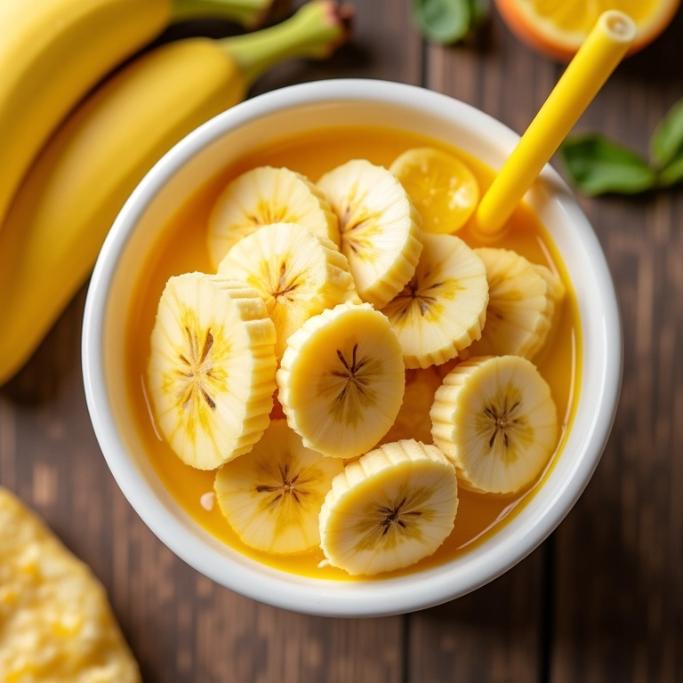 Banana nanica sendo adicionada em um smoothie.