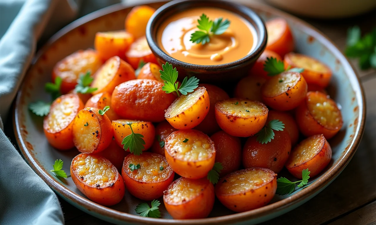 Batatas bravas espanholas com molho picante e aioli.