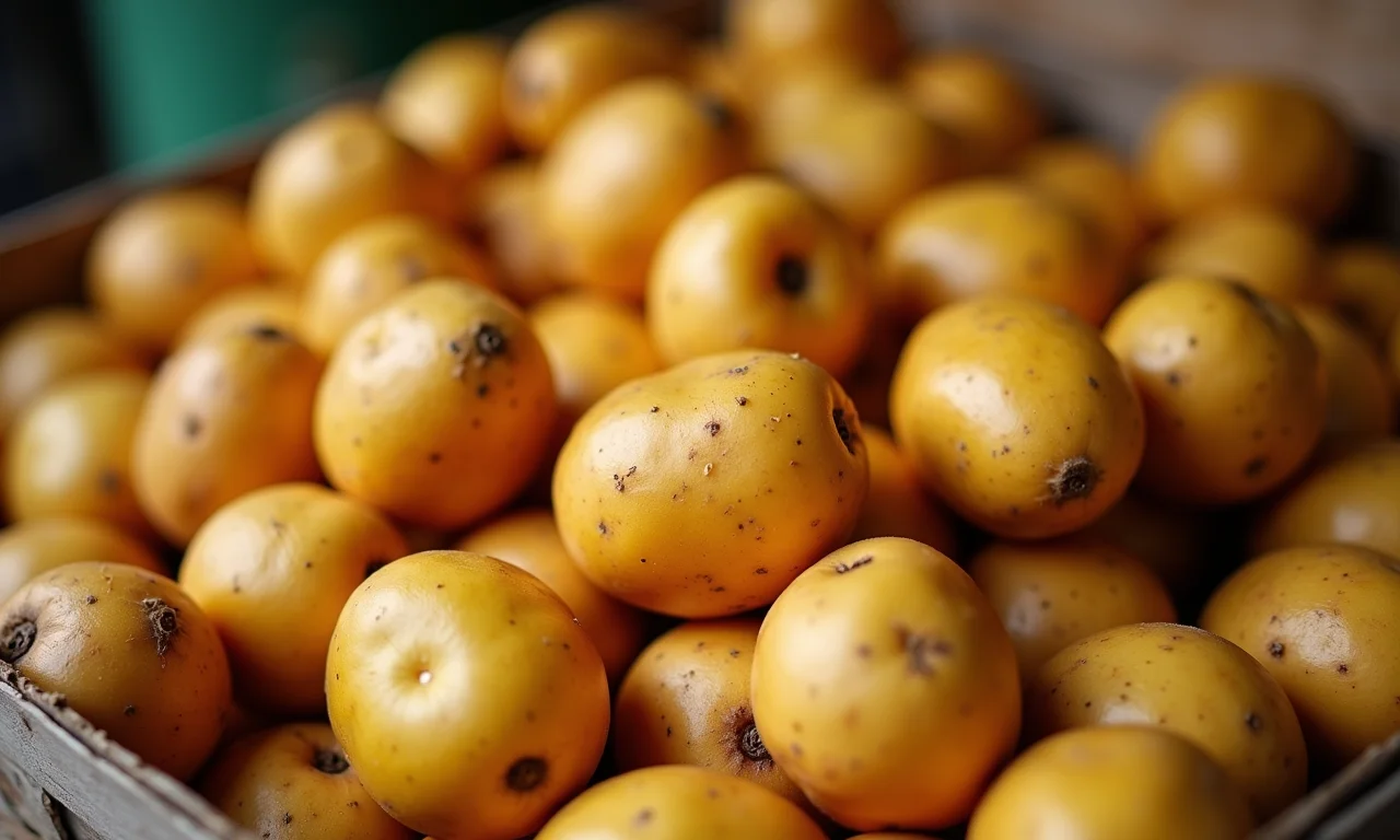 Batatas yacon mostrando sua textura e cor únicas.