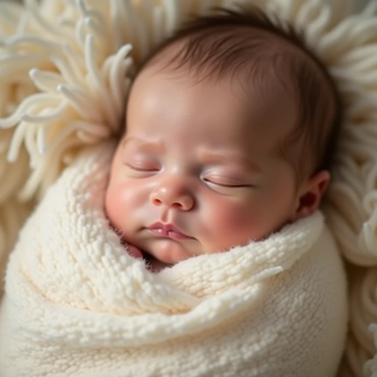 Bebê dormindo enrolado em manta