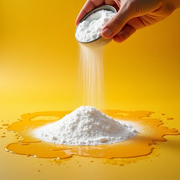 Bicarbonato de sódio sendo aplicado na mancha