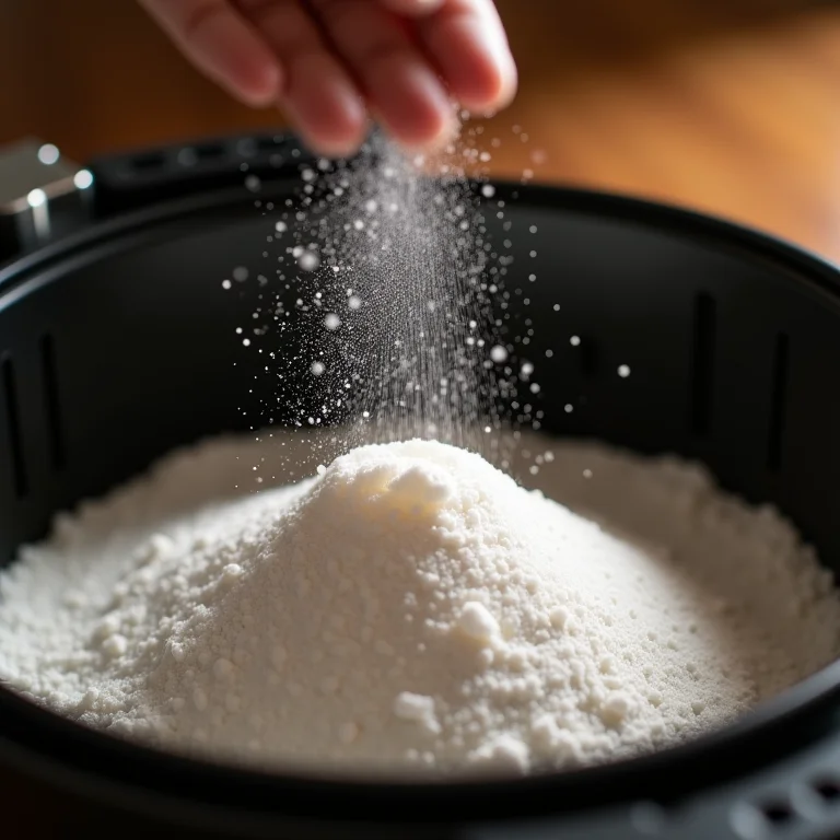 Bicarbonato de sódio sendo usado para desodorizar a Airfryer