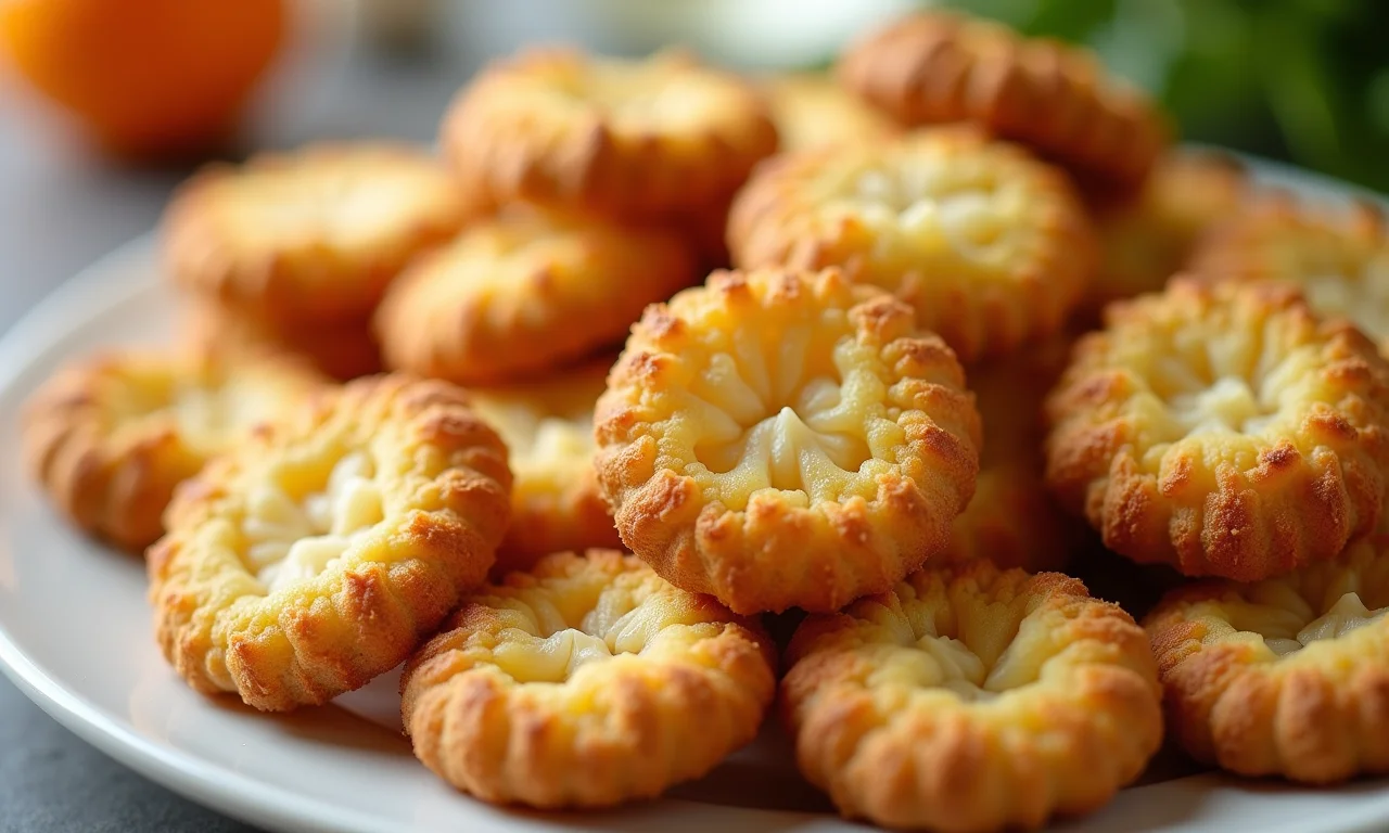 Biscoitos crocantes de funcho e laranja.