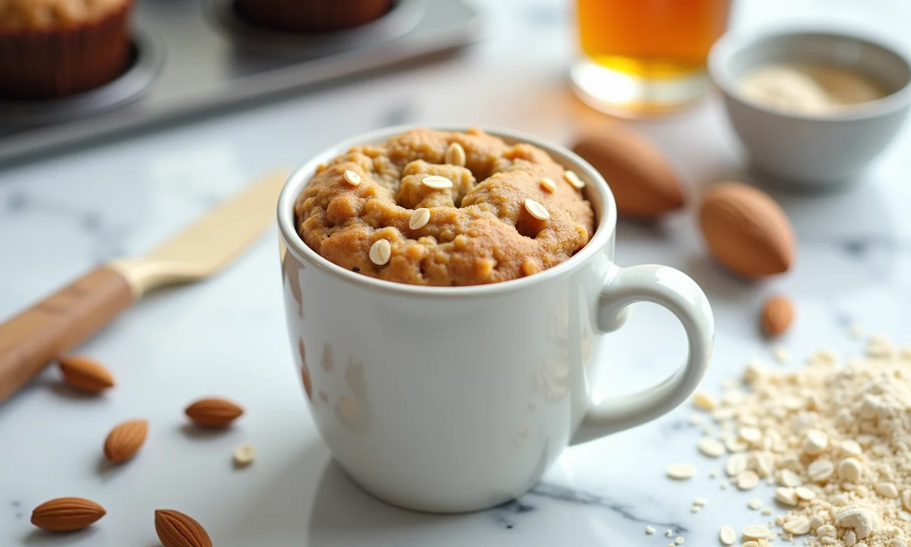 Bolinho de aveia fit feito com farinha de amêndoas e xarope de bordo.