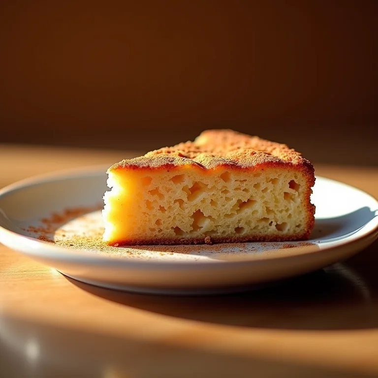 Bolo de aveia com maçã e canela polvilhada.