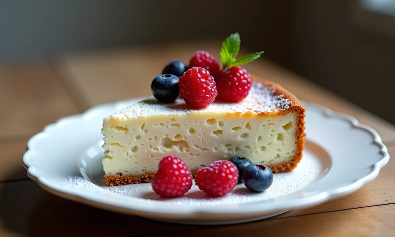 Bolo de iogurte com semente de papoula e frutas vermelhas.