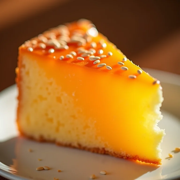 Bolo de laranja com gergelim, fatia