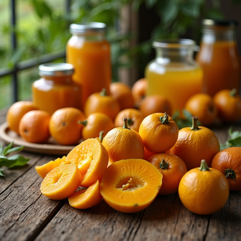 Cagaitas sendo preparadas para conservação em potes de vidro.
