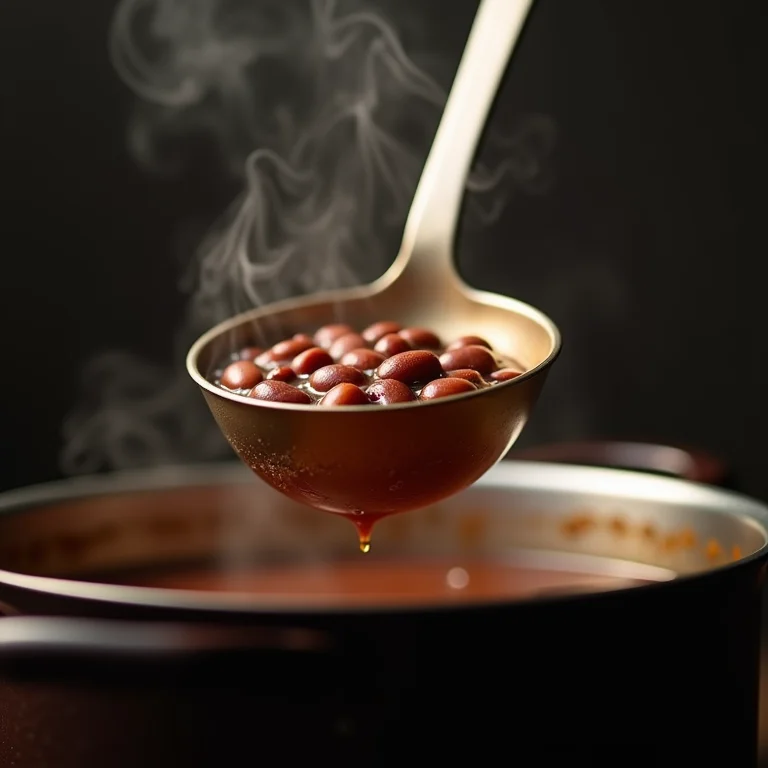 Caldo de feijão sendo servido