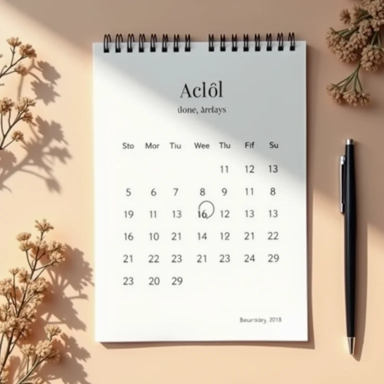 Calendário com data marcada