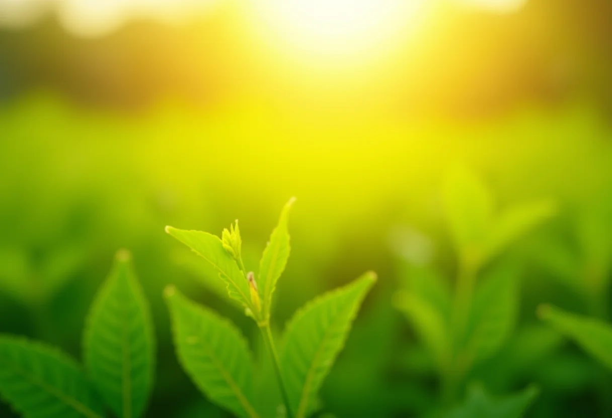 Campo de urtigas sob a luz do sol, representando bem-estar e saúde natural