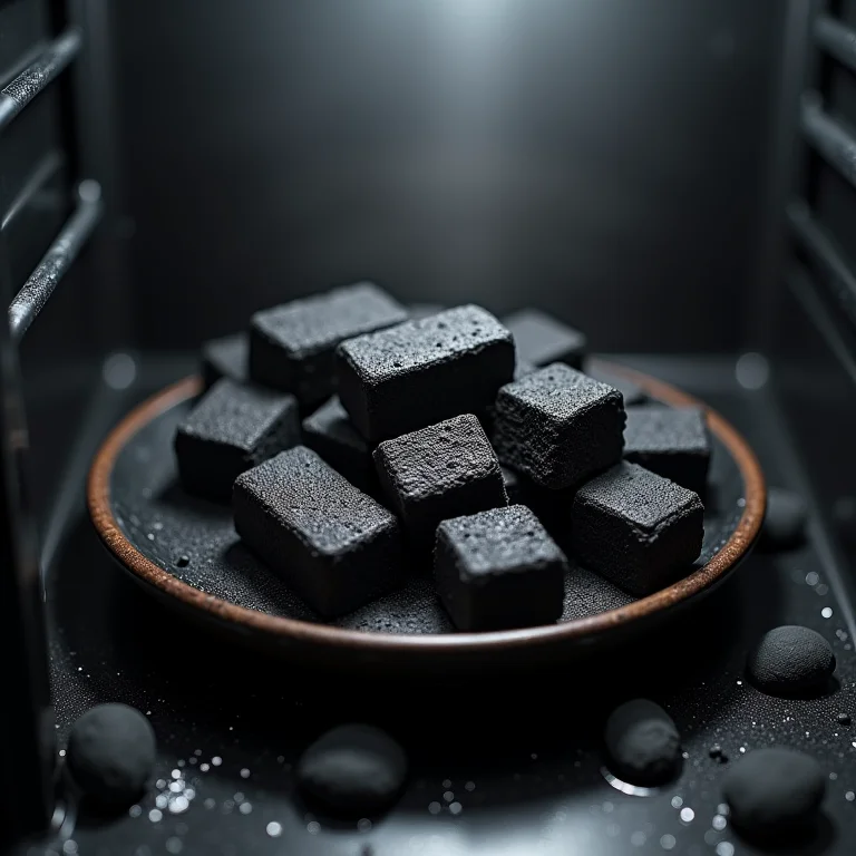 Carvão ativado filtrando impurezas