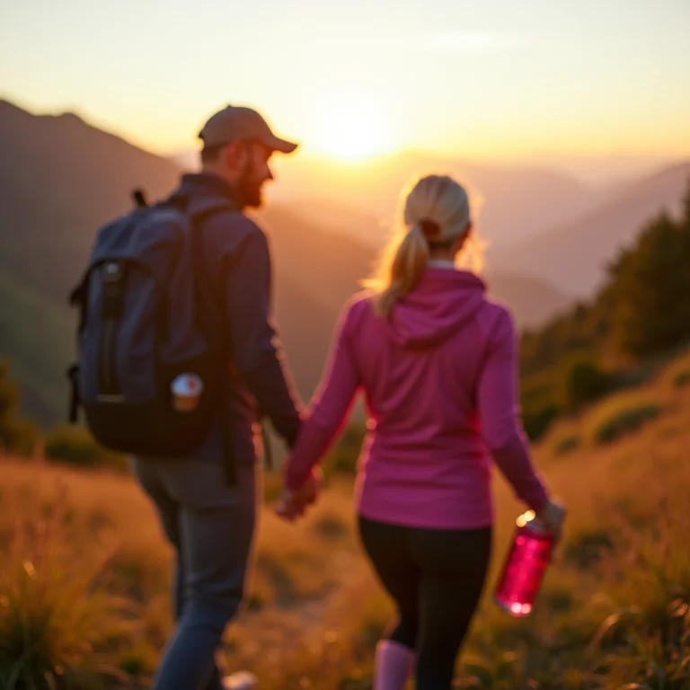 Casal de idosos ativos cuidando da saúde do coração com pimenta rosa.