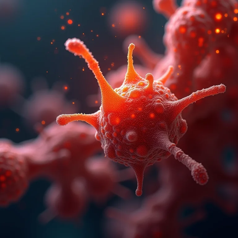 Células cancerígenas sendo combatidas por composto da pimenta caiena.